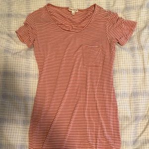 T-shirt style pink and white striped dress
